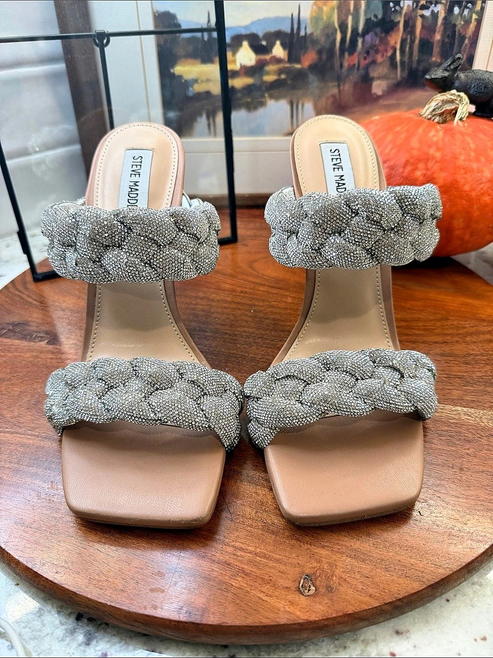 Steve Madden Kenley-R Embellished Heels Silver & Tan